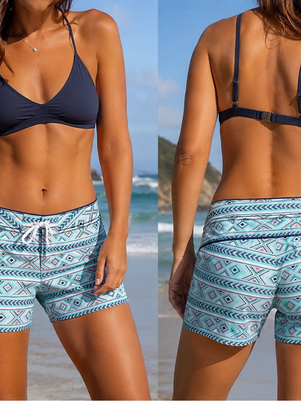Carve Designs Women’s Board Shorts Size 6 Aqua Swim Beach Shorts Geometric Print